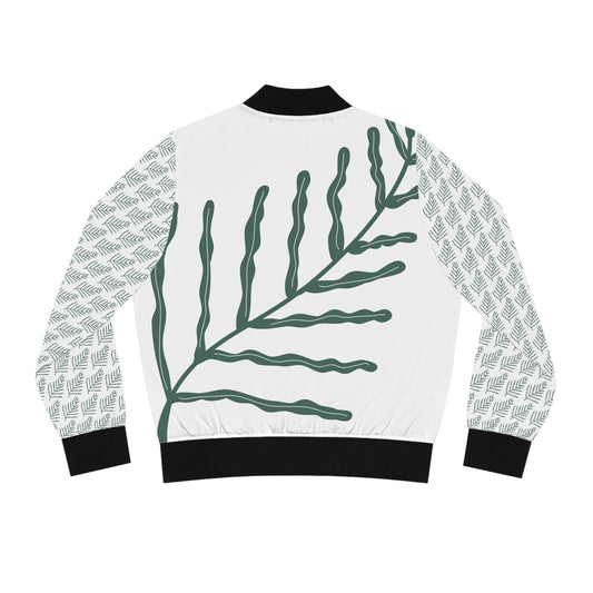 Leaf Print Women’s Bomber Jacket