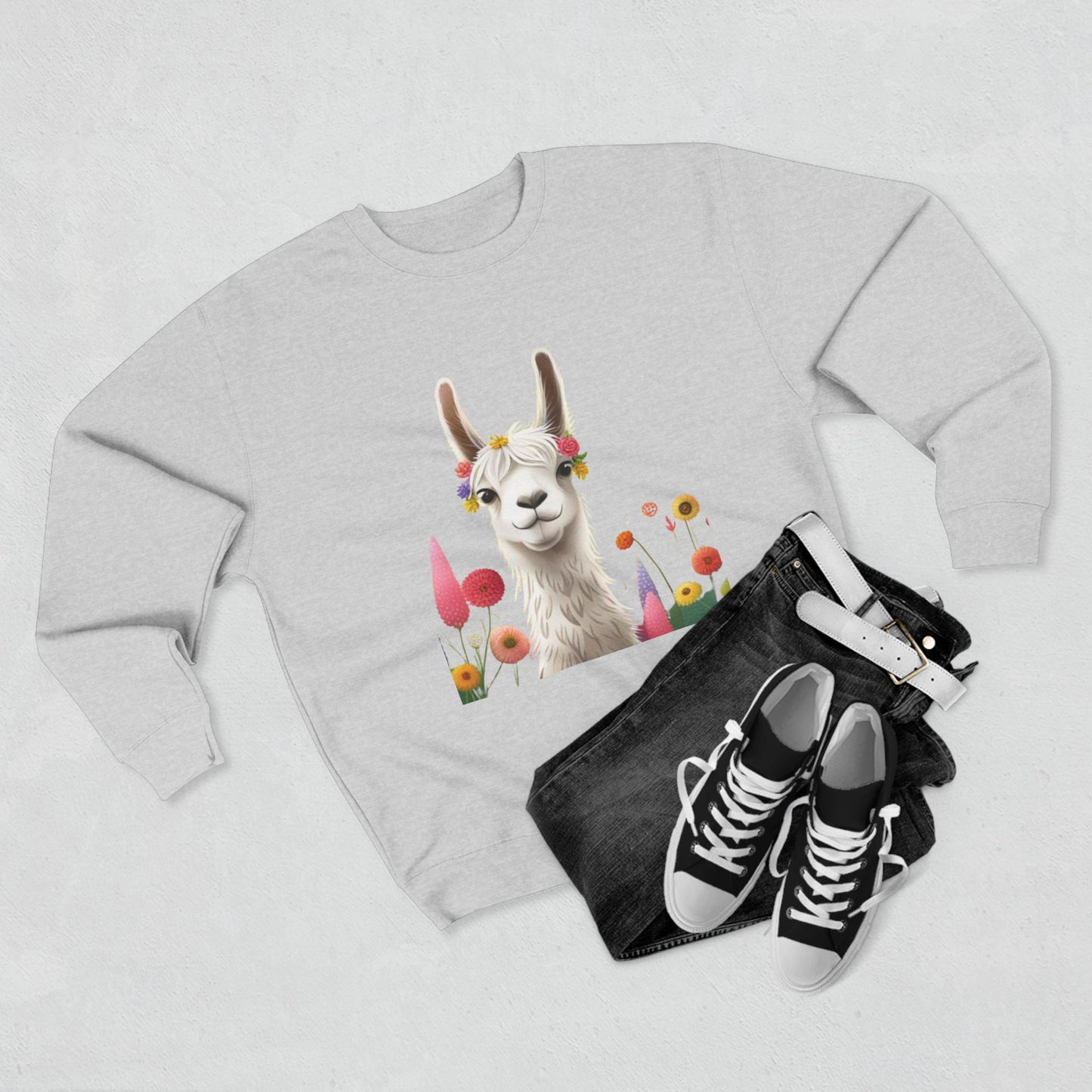 Groovey Bae Llama Unisex Crewneck Sweatshirt – Cozy Style with Playful Charm