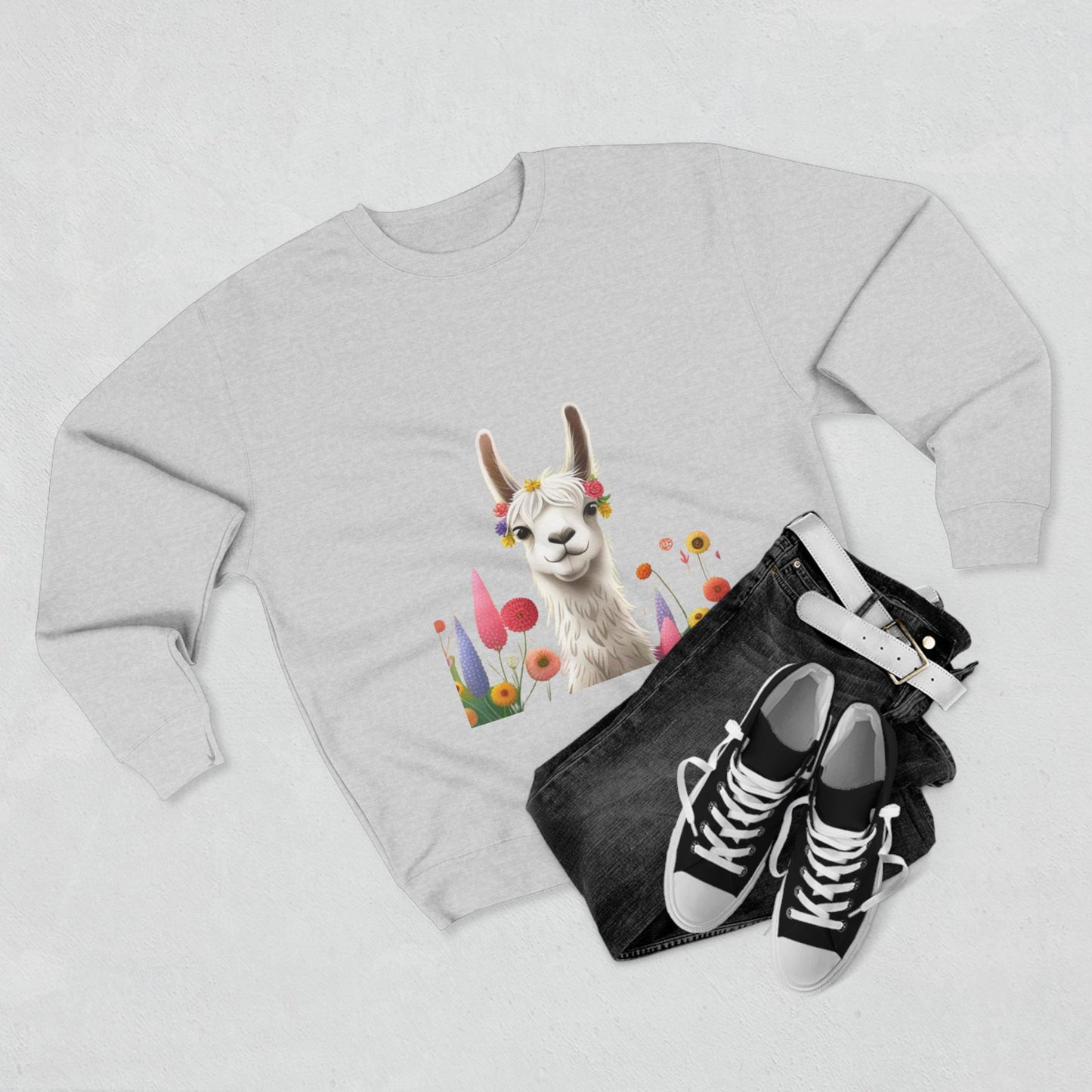 Groovey Bae Llama Unisex Crewneck Sweatshirt – Cozy Style with Playful Charm