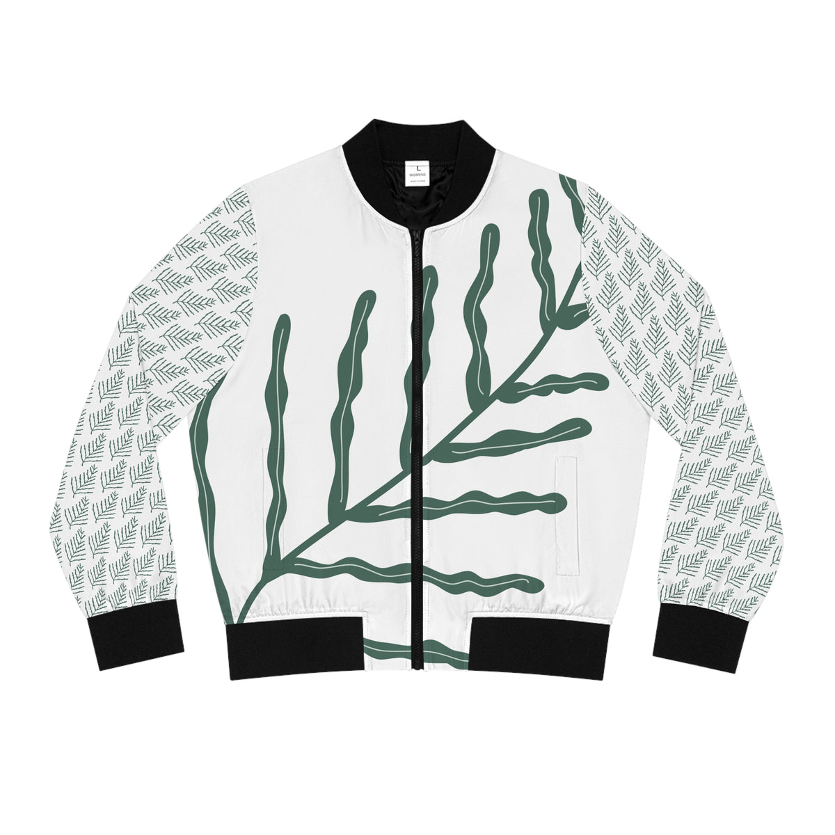 Leaf Print Women’s Bomber Jacket