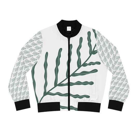 Leaf Print Women’s Bomber Jacket