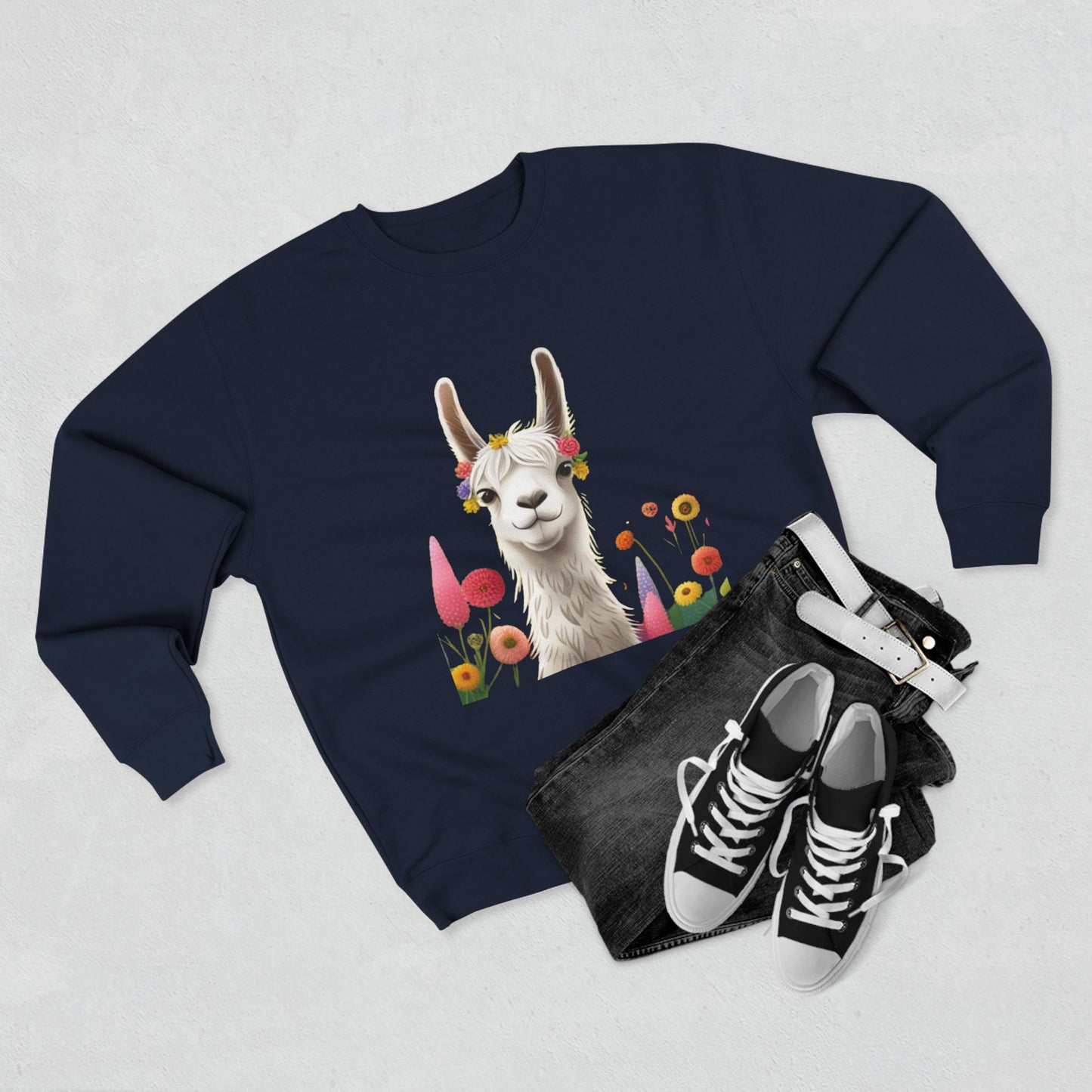 Groovey Bae Llama Unisex Crewneck Sweatshirt – Cozy Style with Playful Charm