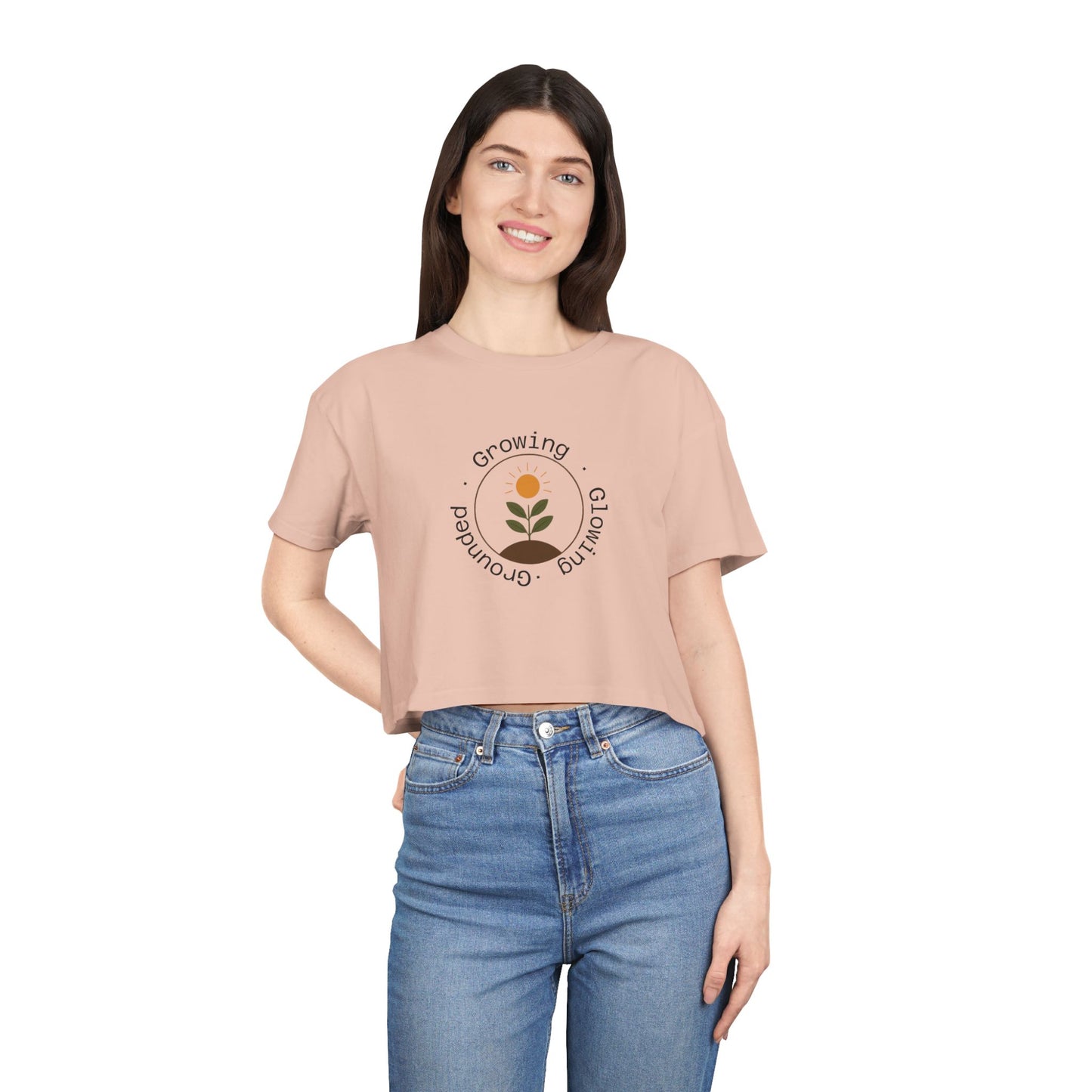 Grounded • Growing • Glowing - Women's Relaxed Fit Crop Tee