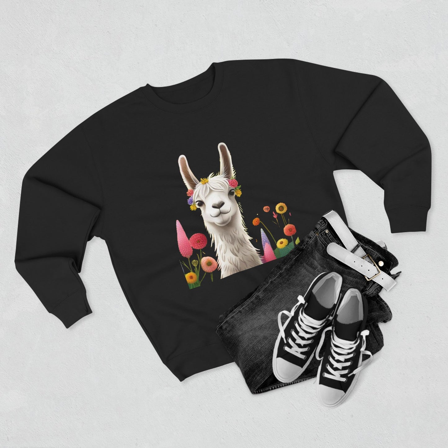 Groovey Bae Llama Unisex Crewneck Sweatshirt – Cozy Style with Playful Charm