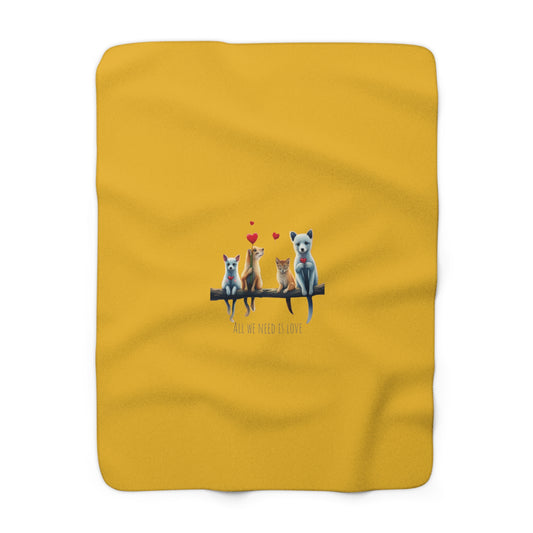 Love Branch Sherpa Fleece Blanket In Yellow
