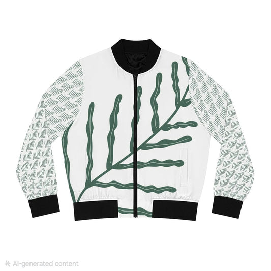 Leaf Print Women’s Bomber Jacket