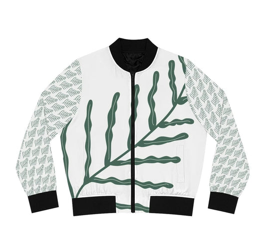 Leaf Print Women’s Bomber Jacket